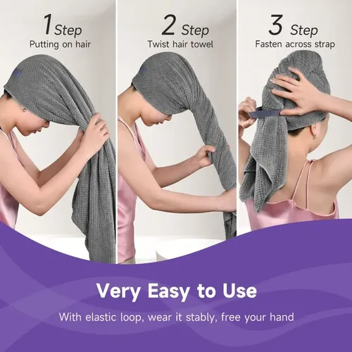 Gorro Toalla Secado Cabello Absorbente Grey