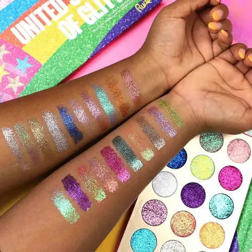 Paleta Sombras Brillantes Glitter Rude Cosmetics 21 Colores Larga Duración