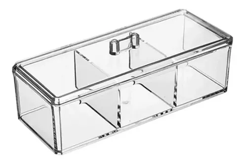 Organizador Acrilico 3 Divisiones Con Tapa