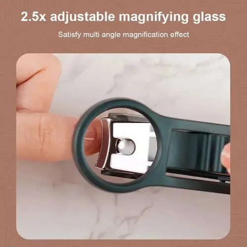 Corta Uñas Alicate Con Lupa Manicura Con Lima Premium Negro