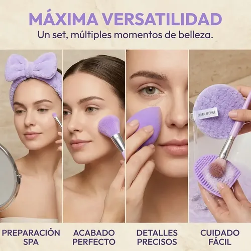 Set 46 Piezas Brochas Y Esponjas Maquillaje