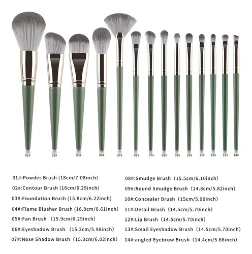 A Set De 14 Brochas De Maquillaje Profesional ,
