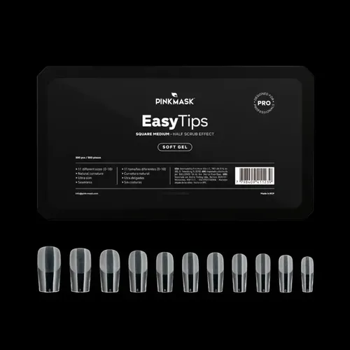 Pink Mask Easy Tips Soft Gel Square Medium (550 U)