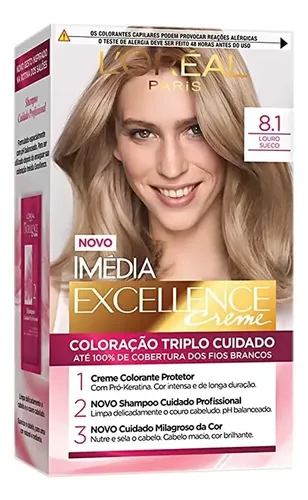 Tinte para cabello L’oreal Imédia Excellence Creme, tono rubio sueco 8.1