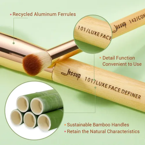 Set De Brochas De Maquillaje Jessup Professional Bamboo 25 P