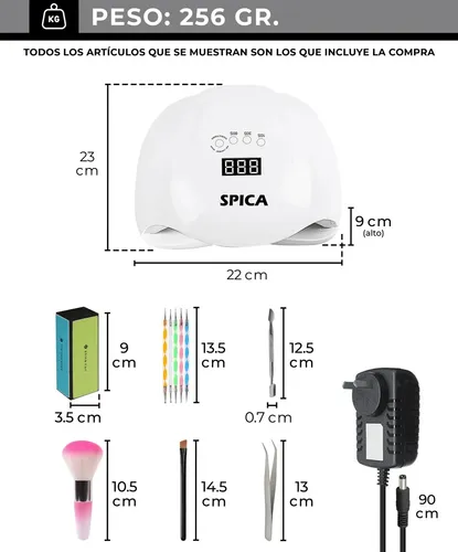 Cabina Led De Uñas 54w Spica Luz Uv Secador Manos Pies Color Blanco