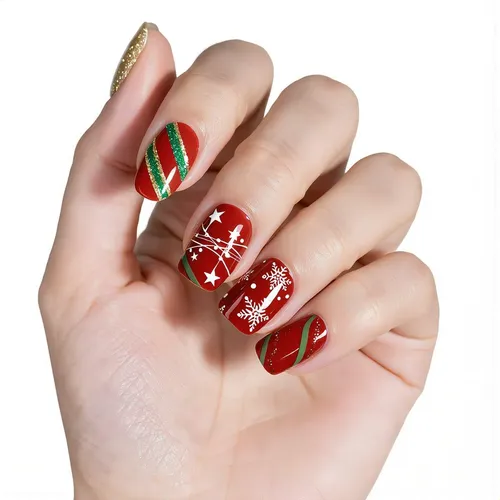 Diseño Luminoso De Navidad Calcomanías Para Uñas Ideal Para