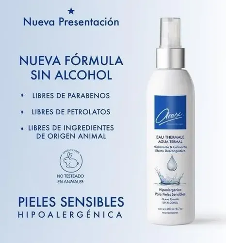 Agua Termal Arex Hidratante Rostro Piel Sensible Mentolada 200ml