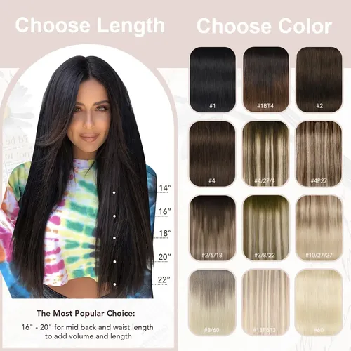 Extensiones De Cabello Natural 50cm 6pcs, Negro
