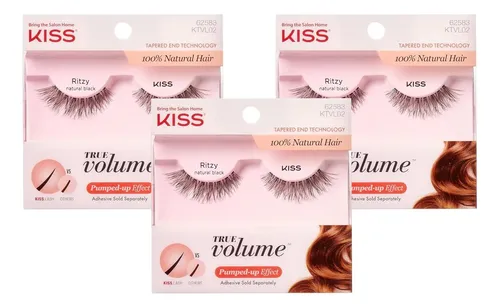 Pestañas Postizas Kiss Ritzy True Volume 14 Mm 3 Pares