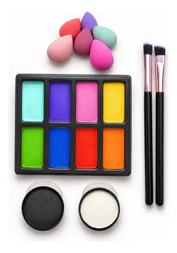 Set Maquillaje Artístico Básico Acuarelable Brochas Esponja
