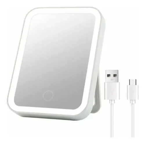 Espejo Cuadrado Genérica Con Luz Usb 17.5 Cm