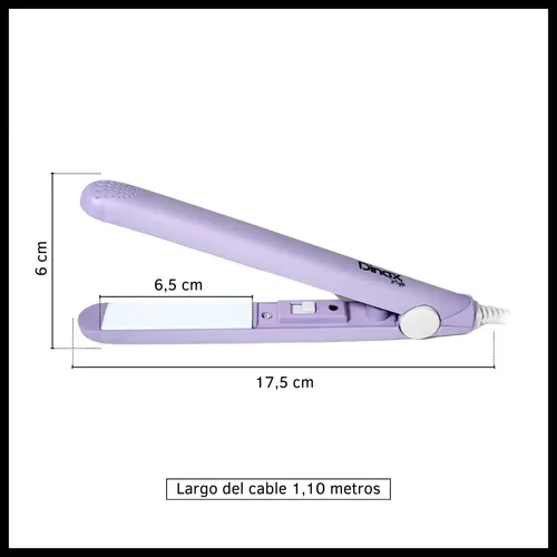 Mini planchita de pelo Dinax lila portátil cerámica viaje flequillo ondulado