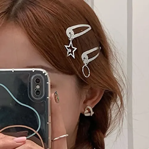 Horquillas Geométricas Y Metal Para El Pelo, 6 Unidades Plateado