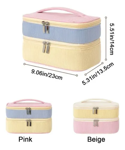 Neceser De Doble Capa De Felpa Suave Para Maquillaje Portáti