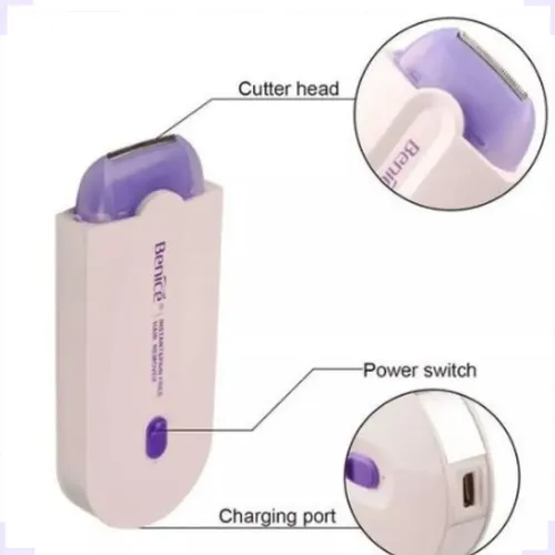 Depiladora Vello Corporal Recargable Removedor 2 Cabezales Color Blanco