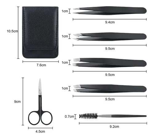 Pinzas Para Cejas De Acero Inoxidable, 6 Pcs