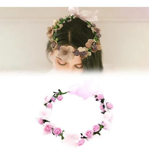 Diadema De Flores Para Novia, Tocado Ajustable Bohemio
