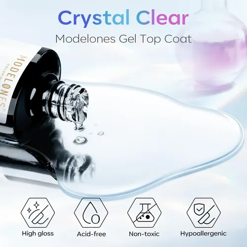 Top Coat Brillante En Gel Modelones 15ml Sin Limpieza