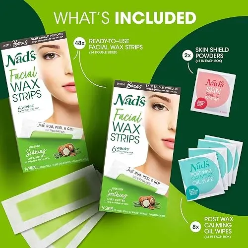 Tiras De Cera Facial Nads Sin Fragancia Pack De 2 48