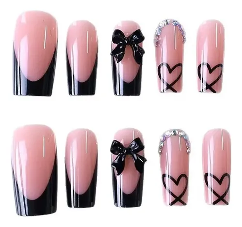 – Uñas Postizas De Lujo Premium Hecho A Mano, Moda Lazo, =