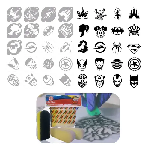 Kit 20un De Stencil P/ Maquillaje Artístico +3pack Taponador