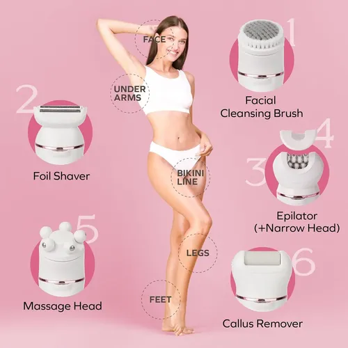 Depiladora Eléctrica Recargable 5 En 1 Ipx6 Para Mujer, De R