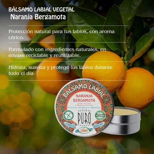 Bálsamo Labial en Lata Naranja y Bergamota Boti-k Puro