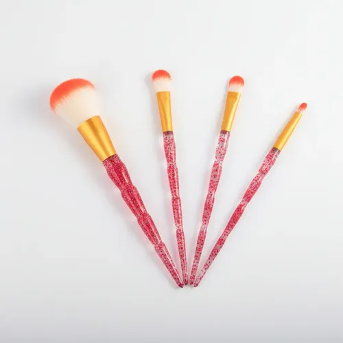 Set De 4 Brochas Con Glitter Para Maquillaje Sombras Y Polvo