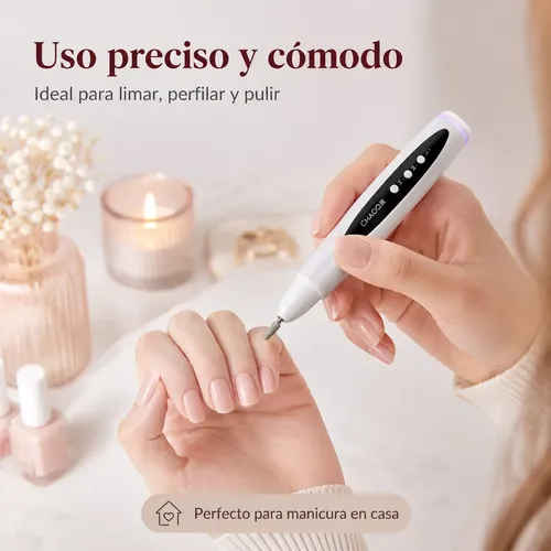 Pulidora De Uñas Eléctrica 2 En 1, Portátil, Con Lámpara Uv