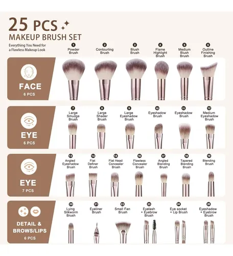 Set 55 Brochas Maquillaje Hghdbt Profesional Estuche Café