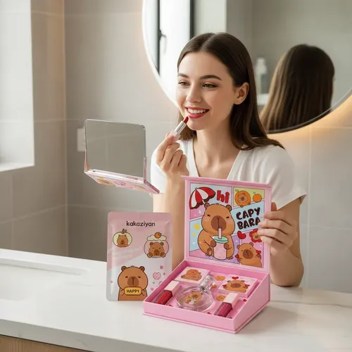 Set De Maquillaje Capibara Con Mascarilla Facial Kawaii