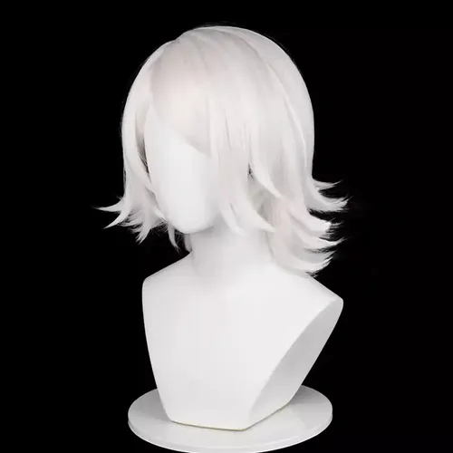 Peluca Blanca Sintética Corta Recta Para Cosplay De Anime Co