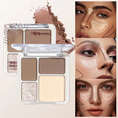 Paleta Contorno 4c Iluminador 3d Mate Duradero Rostro Y