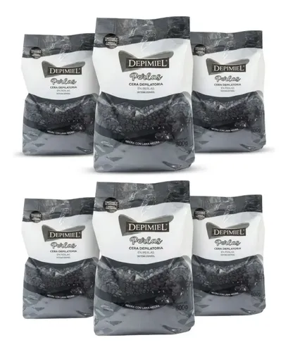 Combo 6 Ceras En Perlas Negras Para Depilar Depimiel 800g