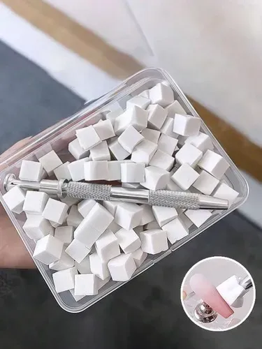 A Kit 100 Esponjas Mini Para Uñas Con Pinza 4 Garras K