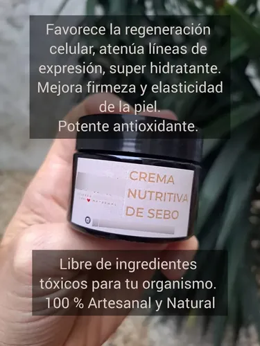 Crema Sebo Res Pastoreo Grasa Tallow Hidratante Anti Age