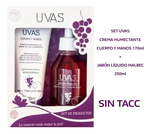 Set Uvas Sin Tacc Crema Cuerpo 170ml/jabon Malbec 250ml