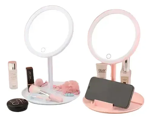 Espejo Led Tactil Portatil Blanco 3 Tonos 16 Cm