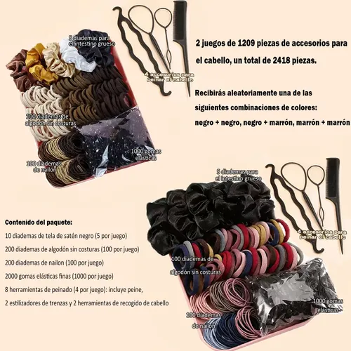 1209pzs Accesorios Para Cabello Scrunchies Donas Ligas Banda