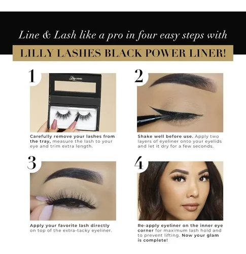 Delineador Adhesivo Lilly Lashes Power Liner Negro 2 En 1