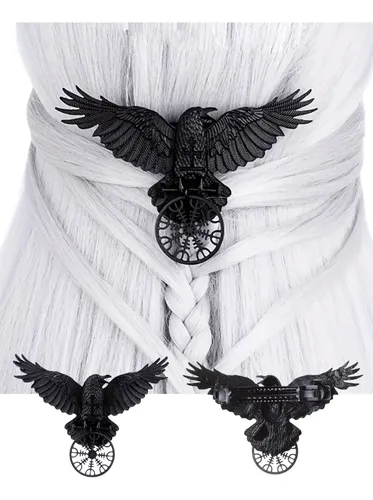 Hebilla Broche Cuervo Metal Pelo, Moda Estilo Look Dark