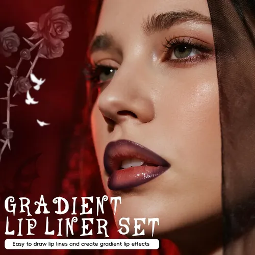 Juego De Delineador De Labios, Color Morado