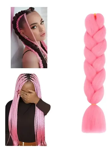 Extensiones Kanekalon Para Trenzas Africanas Rosa Bebé de 60cm