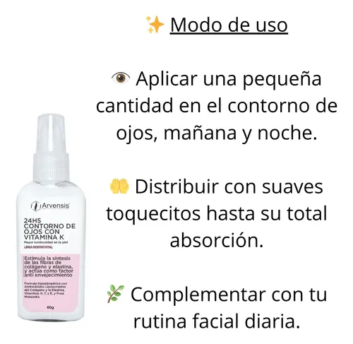 Crema Contorno De Ojos Vitamina K 24hs 60c Bolsas Y Ojeras**