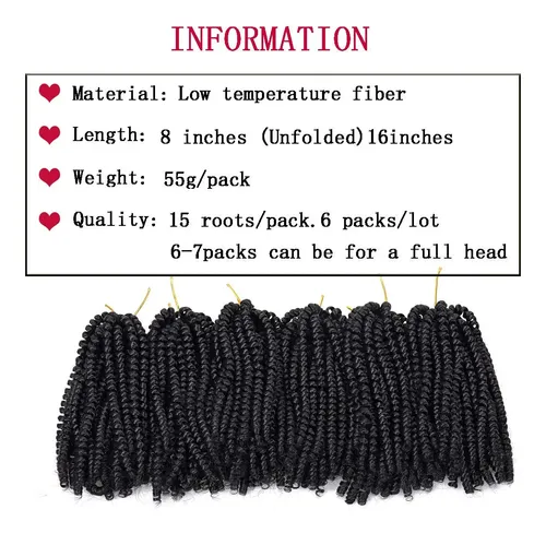 Spring Twist Hair Liyate, 20 Cm, 6 Paquetes De Cabello Trenz