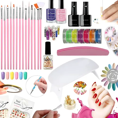 Kit De Inicio 60 U Deco Esmaltes Semipermanen Cabina Led Uv