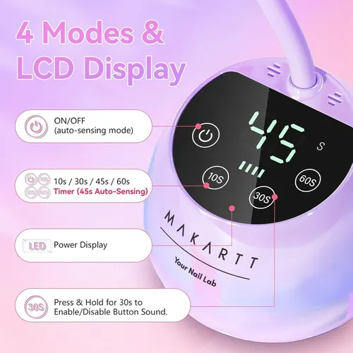 Lámpara Uv/led Makartt Para Uñas Glazed Purple