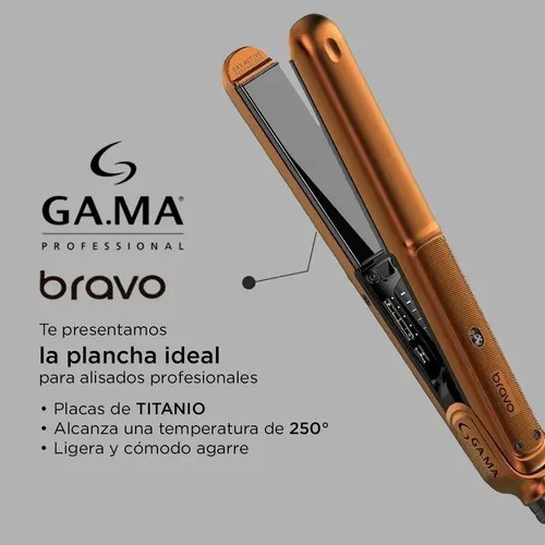 Plancha Gama Bravo Led Titanium 250° Ideal Para Químicos Con Cable Giratorio En Beauty Supply De Color Naranja