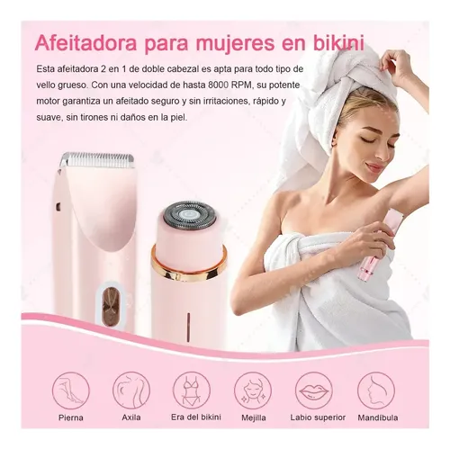 Afeitadora Eléctrica Portátil Para Mujer, Doble Cabezal, Qy